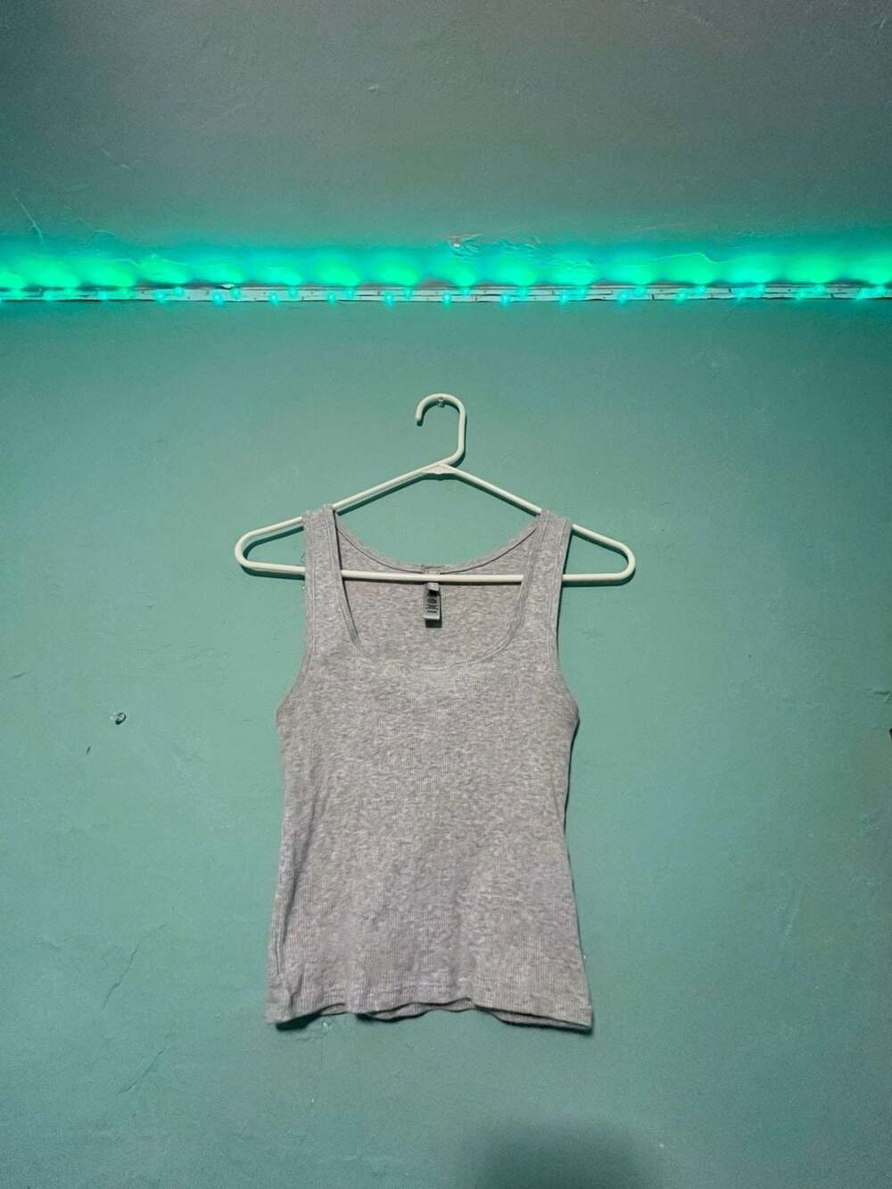 Skims Ribbed Tank Top Size M Gray Scoop Neck